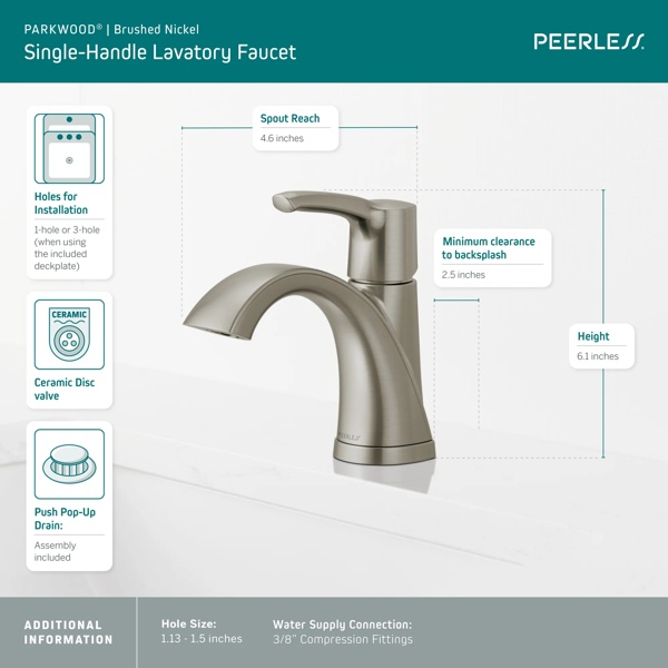 P1535LF-BN - Single Handle Lavatory Faucet