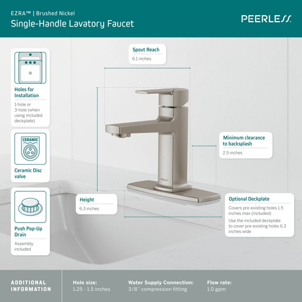 P1571LF-BN - Single Top Handle Lavatory Faucet