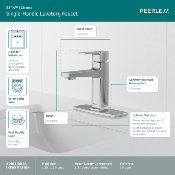 P1571LF - Single Top Handle Lavatory Faucet