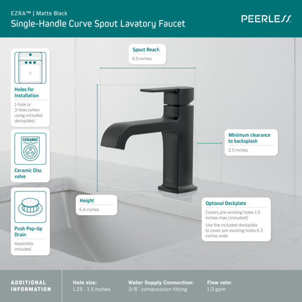 P1573LF-BL-M - Single-Handle Curved Spout Lavatory Faucet