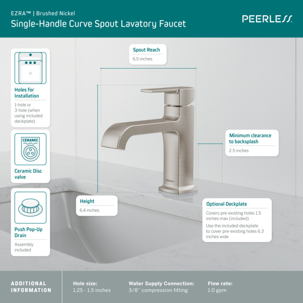 P1573LF-BN-M - Single-Handle Curved Spout Lavatory Faucet