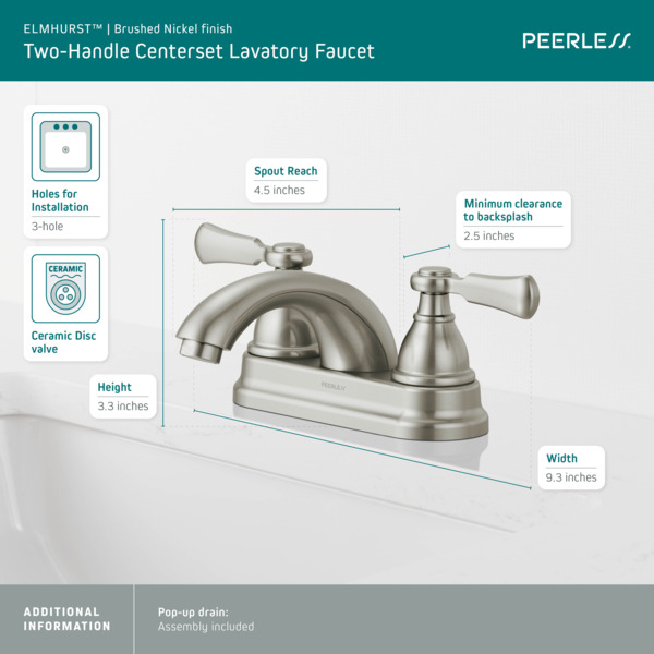 P2465LF-BN - Two-Handle Centerset Bath Faucet