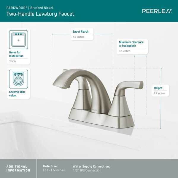 P2535LF-BN - Two Handle Centerset Lavatory Faucet
