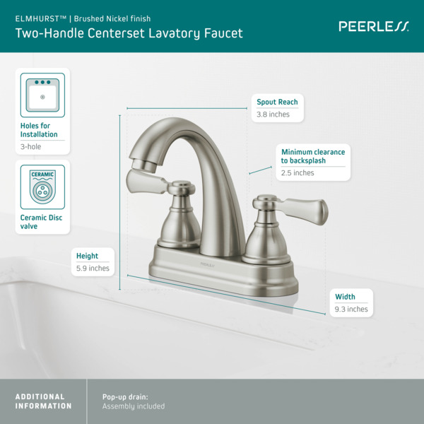 P2565LFBN TwoHandle Centerset Bath Faucet