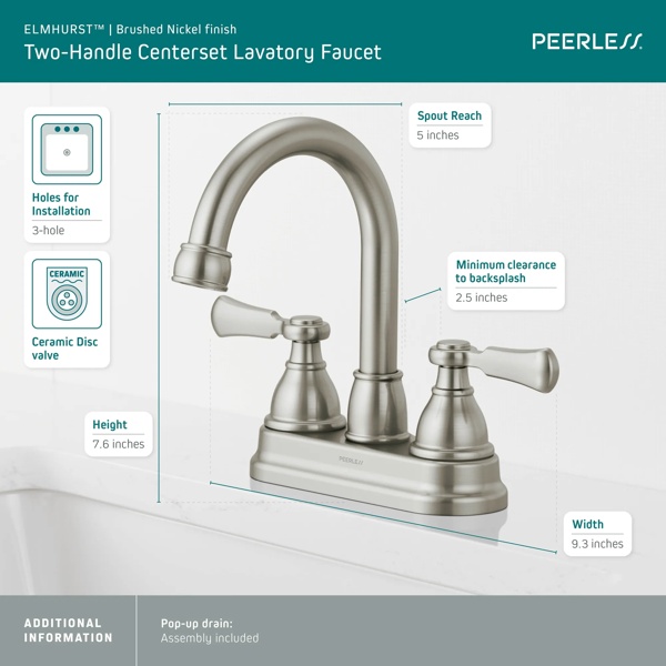 P2665LF-BN - Two-Handle Centerset Bath Faucet