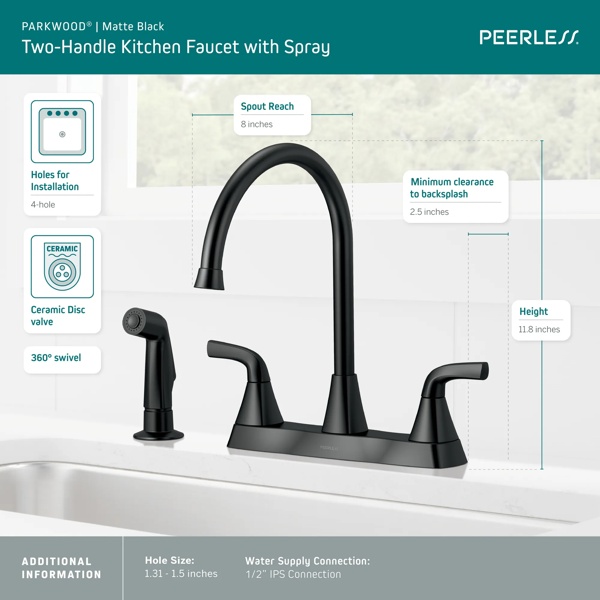 P2835LF-BL - Two Handle Kitchen Faucet