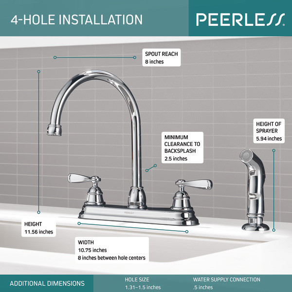 Peerless Kitchen Faucet With Sprayer Things In The Kitchen   P2943LF W KitchenSpecs Infographic WEB 