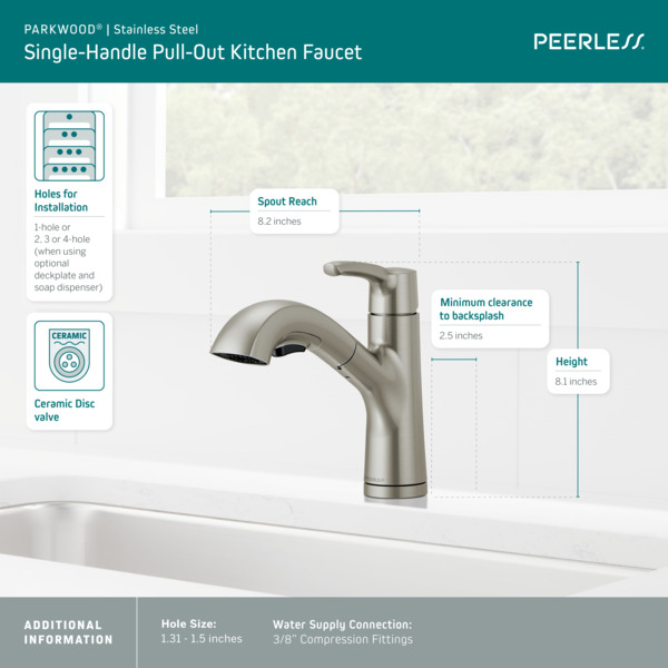 P6935LF-SS - Single Handle Pullout Kitchen Faucet