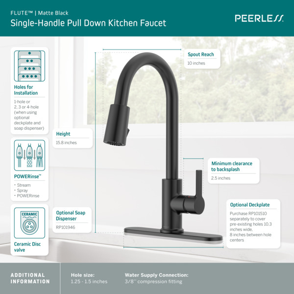 P7912LF-BL - Single Handle Pulldown Kitchen Faucet
