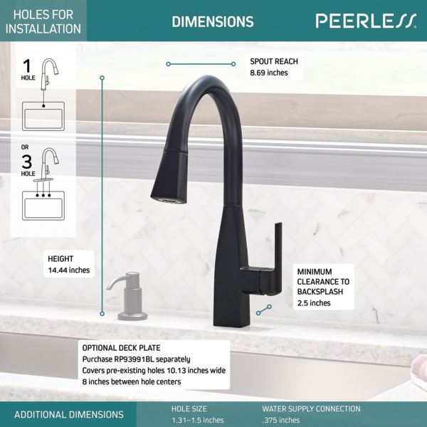 P7919LF-BLTP - Single-Handle Pull-Down Kitchen Faucet