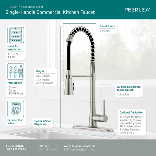 P7948LF-SS - Single-Handle Commercial Style Kitchen Faucet