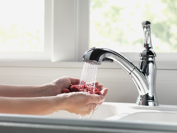 P85600LF-SD - Single Handle Pull-Out Kitchen Faucet with Soap