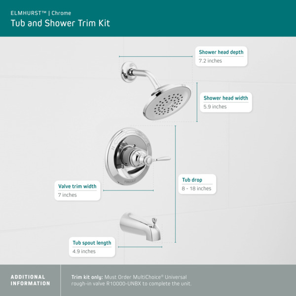 PTT14465 - Tub shower trim kit