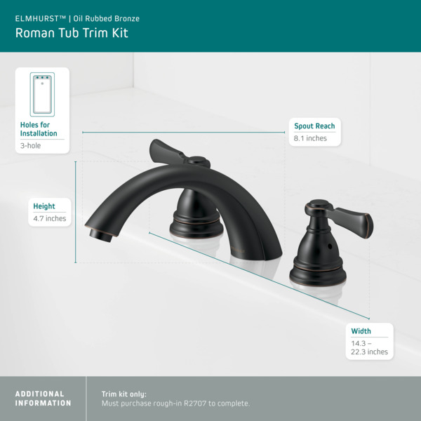 PTT4365-OB - Roman tub trim kit