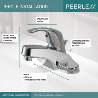 Peerless P188620LF Single Handle Lavatory Faucet Chrome for sale online 