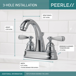 P2572LF-W - Centerset Bathroom Faucet 2L