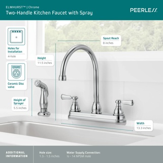 P2865LF - Two-Handle Kitchen Faucet with Spray