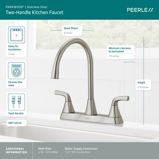 P2935LF-SS - Two Handle Kitchen Faucet