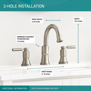 P3523LF-BN - Two-Handle Widespread Bathroom Faucet